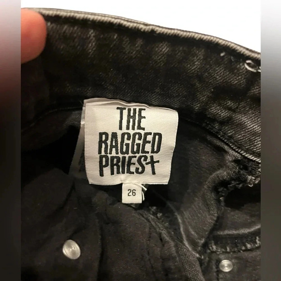 The Ragged Priest Jeans Faded Black High Rise Crop Straight Metal Rings Size 26 - Picture 6 of 9
